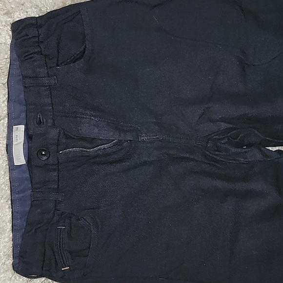 Zara herringbone pant size 13/14 navy blue (kb1) - Picture 2 of 8